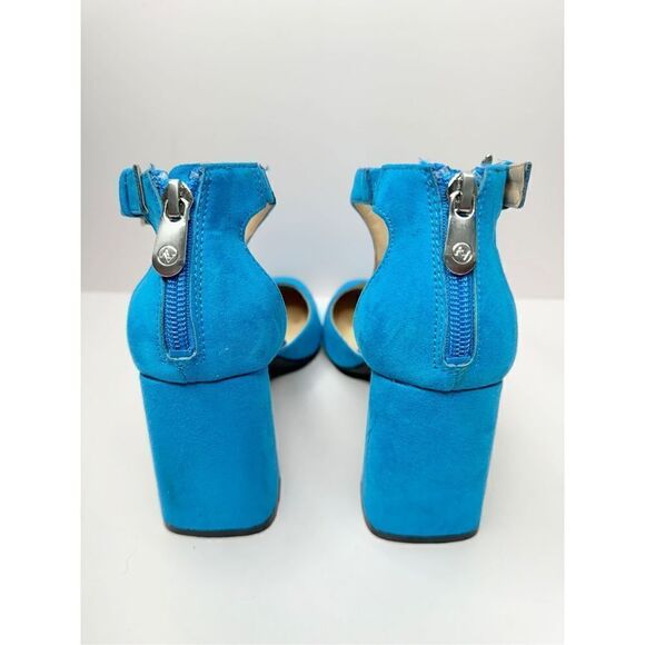 Adrienne Vittadini Sandals Size 6.5 Blue Poetic Block Heel Ankle Strap - Picture 5 of 9